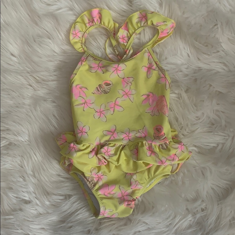 Sunuva 12-18 Mo Yellow Ruffle Swimsuit